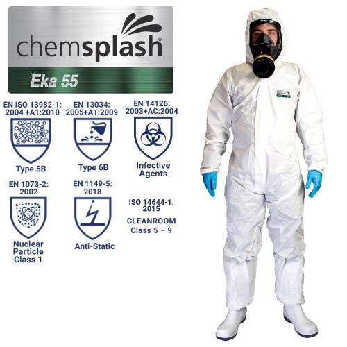 Chemsplash Eka 55 Coverall Type 5B/6B - White | Chemsplash